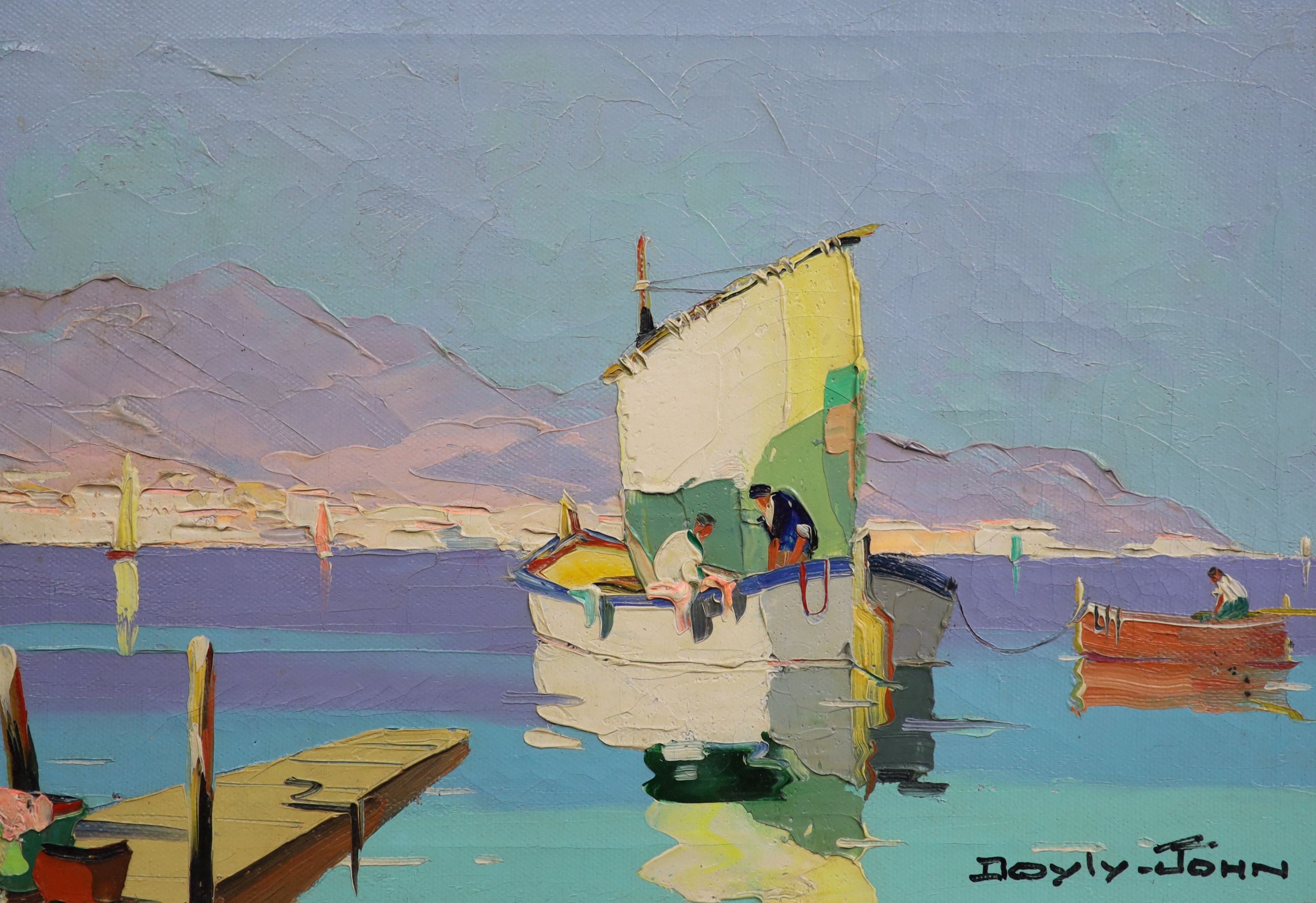 Cecil Rochfort D'Oyly John (1906-1993), Fishermen off coast at La Napoule near Cannes, oil on canvas, 24 x 35cm